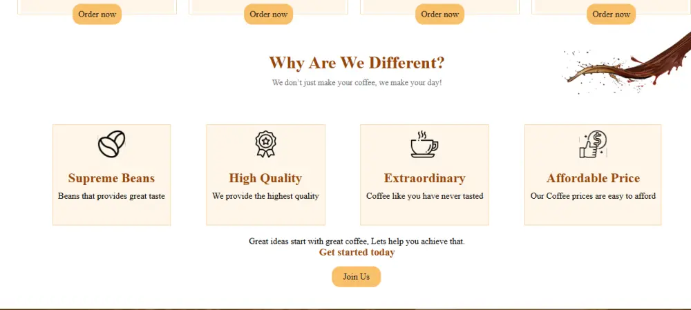 تصميم صفحة هبوط احترافية لمتجر قهوة