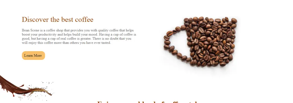 تصميم صفحة هبوط احترافية لمتجر قهوة