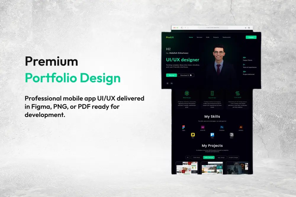 تصميم بورتفوليو احترافي (Portfolio Design) جاهز للعرض