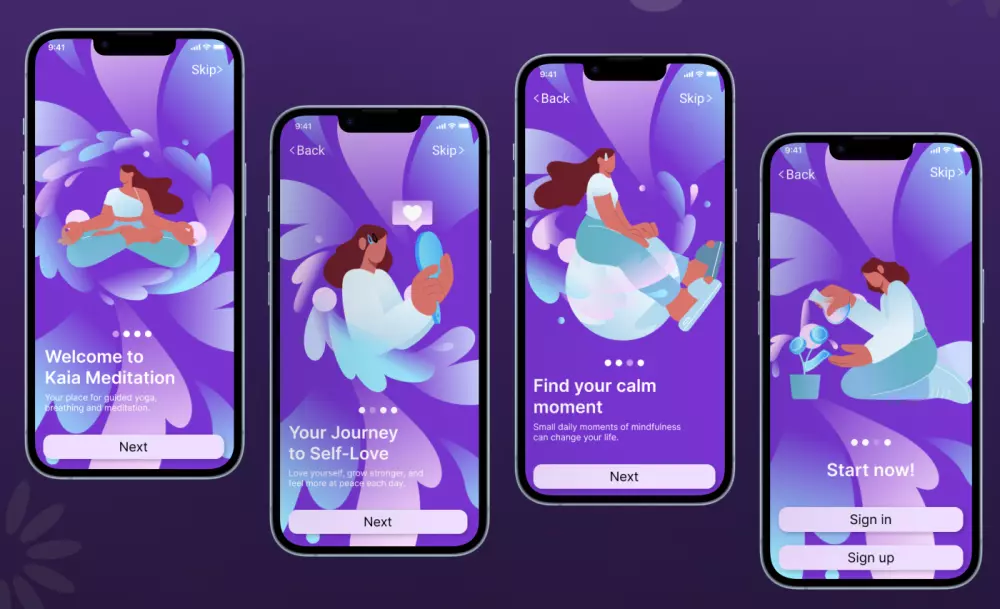 تصميم واجهات تطبيق موبايل Mobile App ( Home + Onboarding)