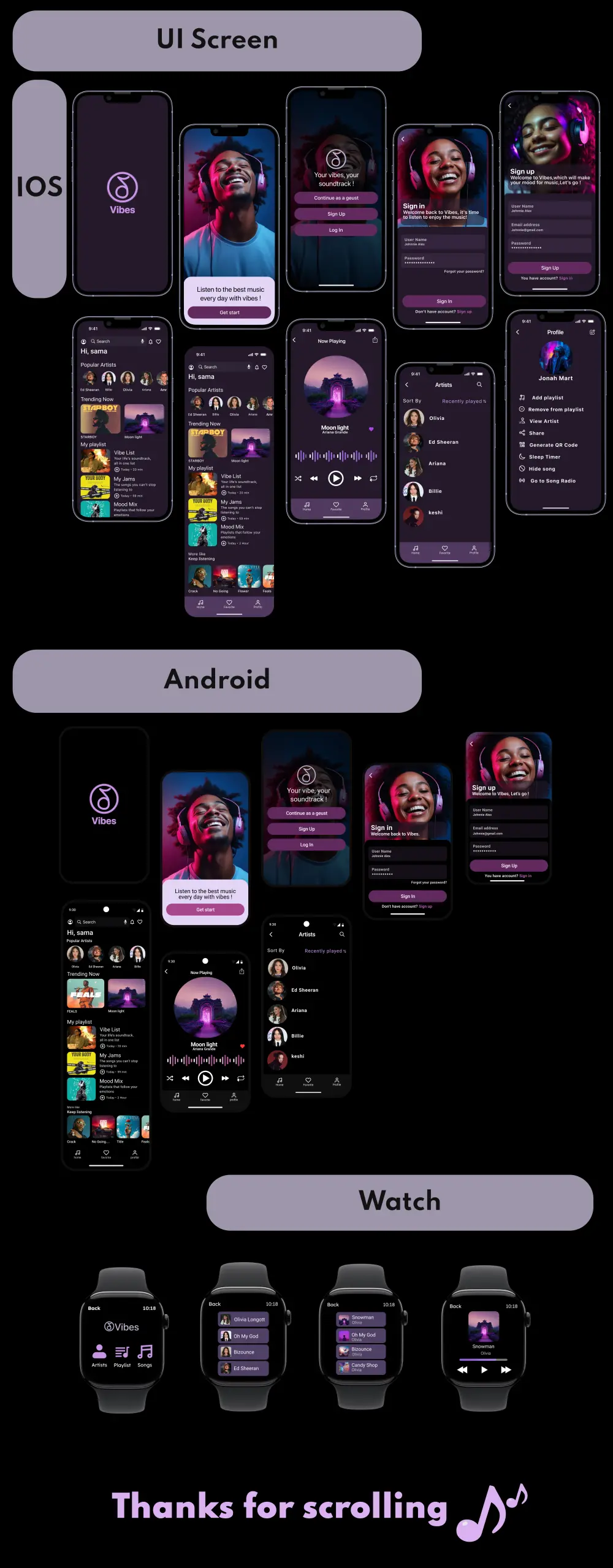 تصميم واجهة تطبيق موبايل (Android / iOS) + Apple Watch باستخدام Figma