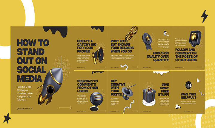 سوف أقوم  بتصميم 1  كاروسيل لصفحة الانستجرام  تحتوي على مجموعة من الصور حتى 10 صور  مقابل 5 دولار / Instagram Carousel