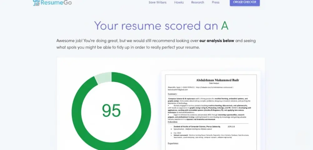 تصميم وكتابة سيرة ذاتية احترافية متوافقة مع نظام ATS بنسبة تتراوح بين(93 %و 97%)