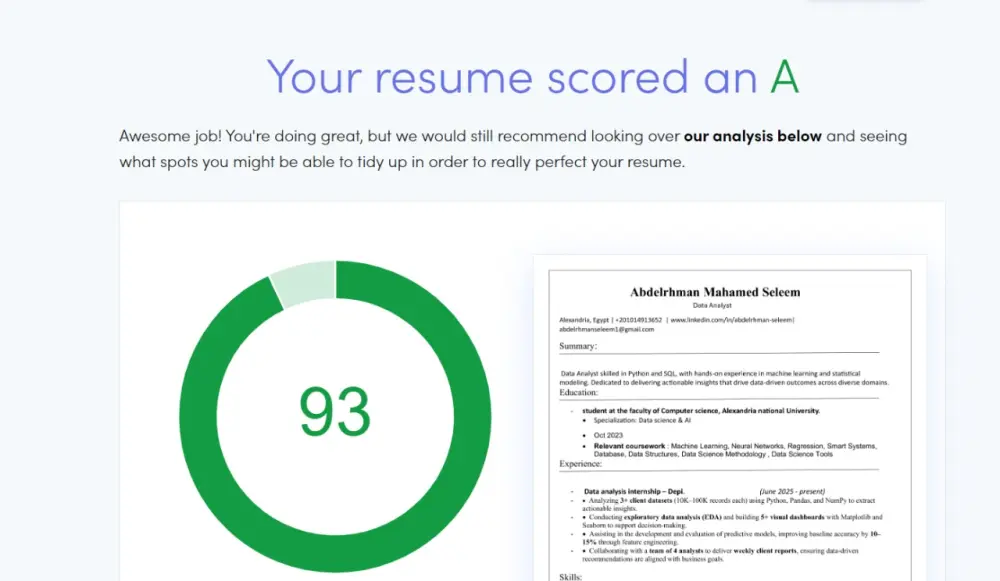 تصميم وكتابة سيرة ذاتية احترافية متوافقة مع نظام ATS بنسبة تتراوح بين(93 %و 97%)