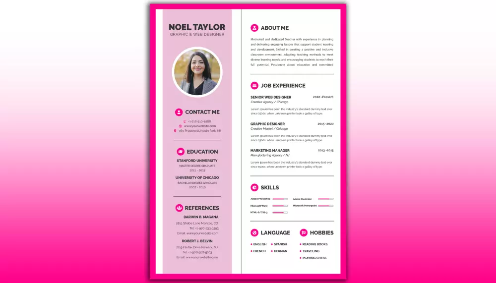 تصميم سيرة ذاتية CV بشكل احترافي وجذاب بالعربية و الانجليزية