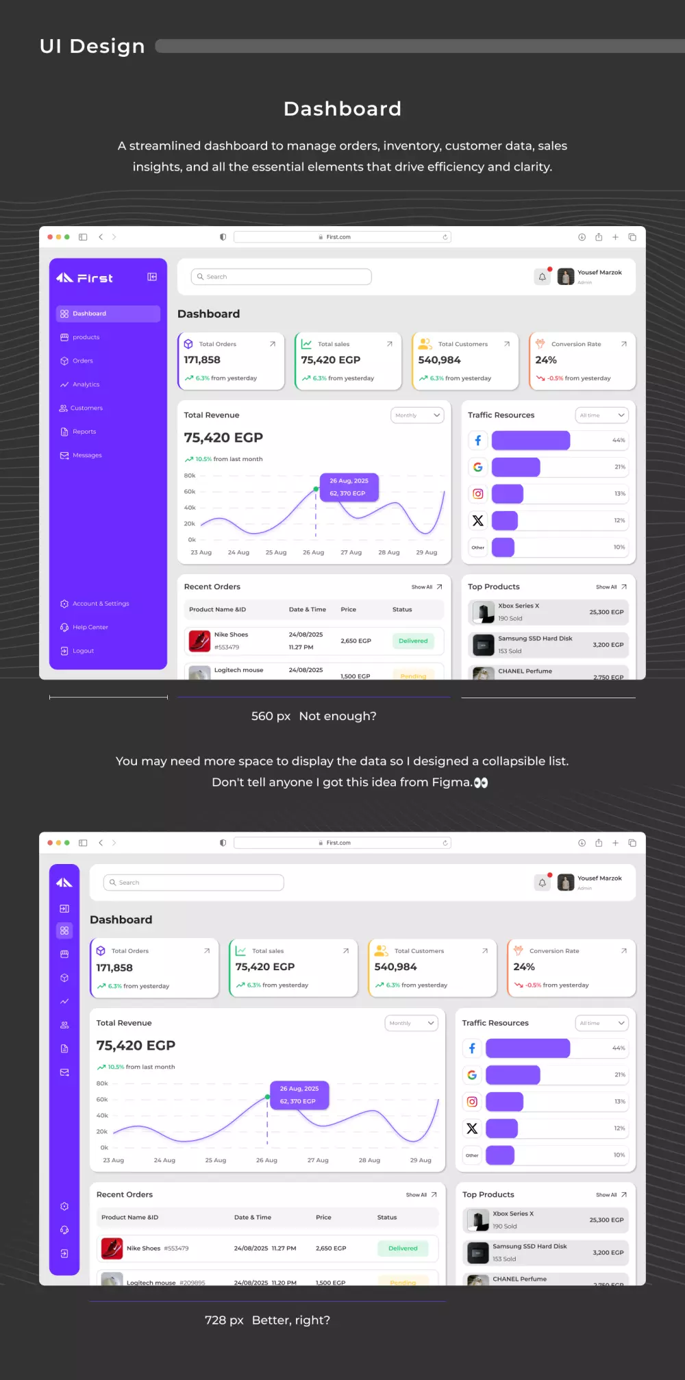 تصميم واجهات UI/UX لصفحات Landing Page & dashboard