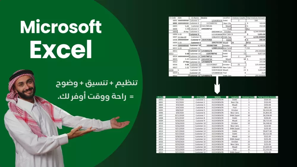 إدخال بيانات منسقة مع معادلات دقيقة على Excel