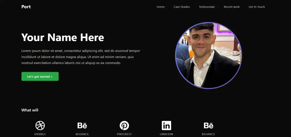 تصميم بورتفوليو احترافي شخصي باستخدام HTML, CSS, Bootstrap