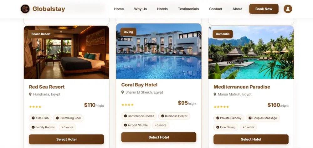 إنشاء موقع حجز غرف فنادق احترافي ومتجاوب