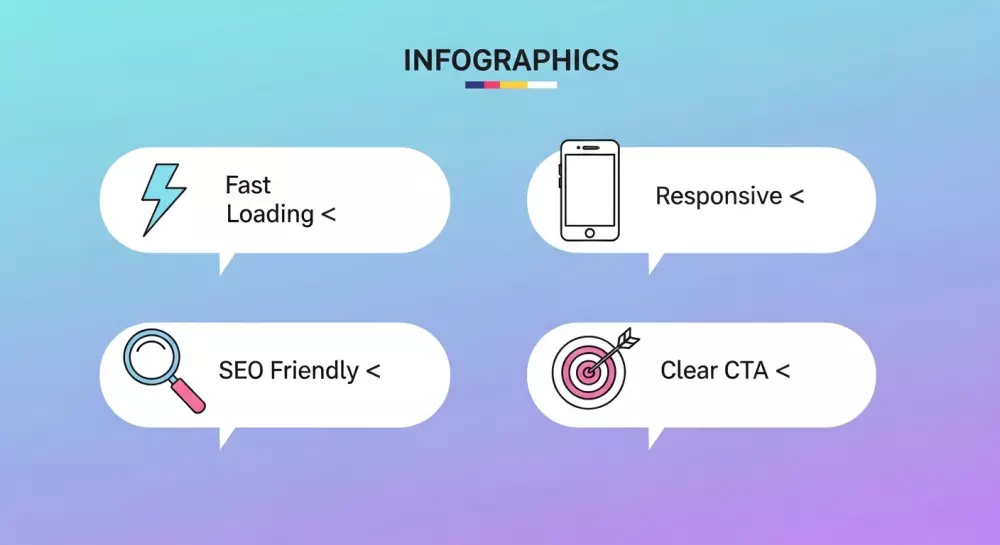 تصميم Landing Page احترافي يُحوّل الزوار لعملاء — واجهة متجاوبة، رسالة واضحة، CTA قوي.