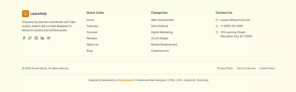 تصميم صفحة هبوط احترافية لمشروعك (Landing Page) 8 اقسام + لغتين