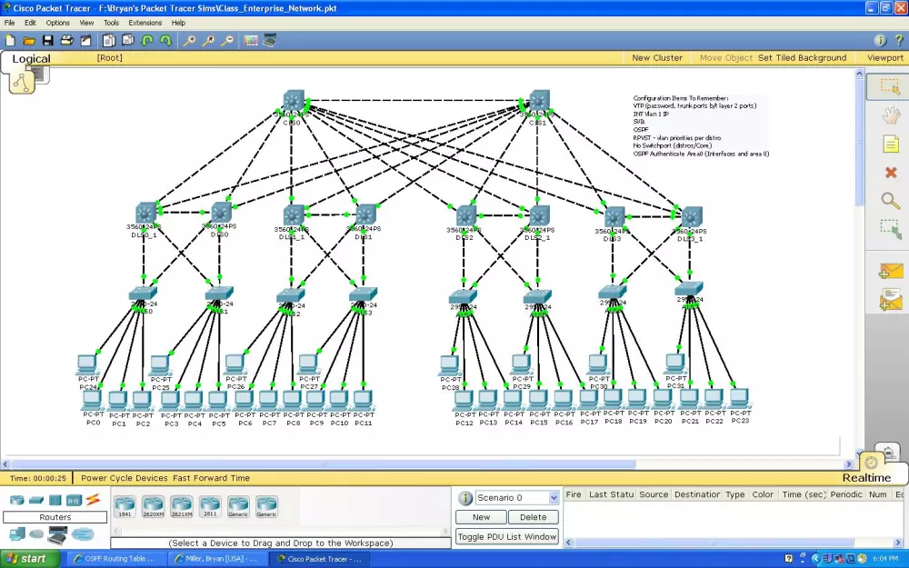 اعداد مشاريع الشبكات وحل مسائل Cisco Packet Tracer