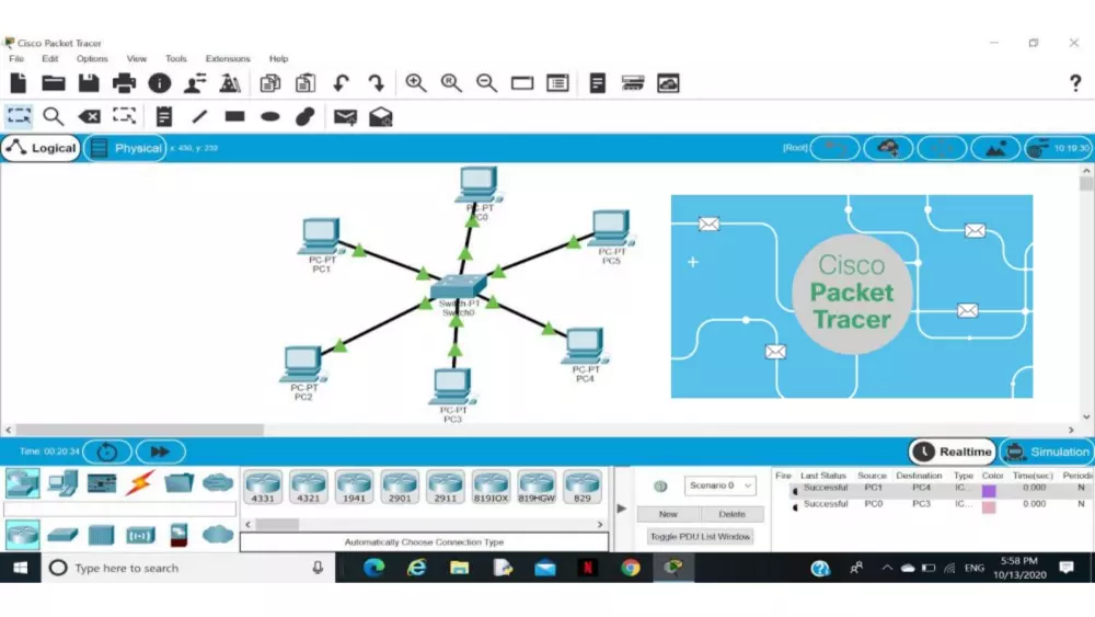 اعداد مشاريع الشبكات وحل مسائل Cisco Packet Tracer