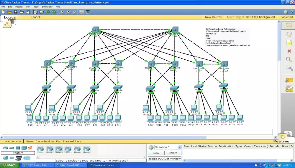 اعداد مشاريع الشبكات وحل مسائل Cisco Packet Tracer