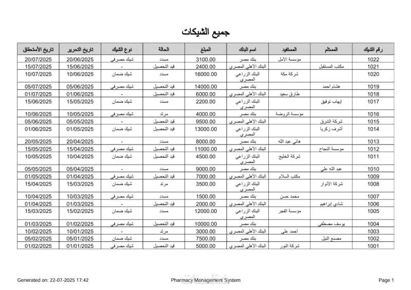 برنامج شيكاتك - لإدارة الشيكات للبنوك والشركات المصرية.
