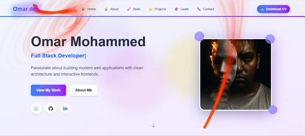 إنشاء موقع بورتفوليو شخصي احترافي يعرض معلوماتك ومهاراتك ومشاريعك مع تصميم عصري ومتجاوب.