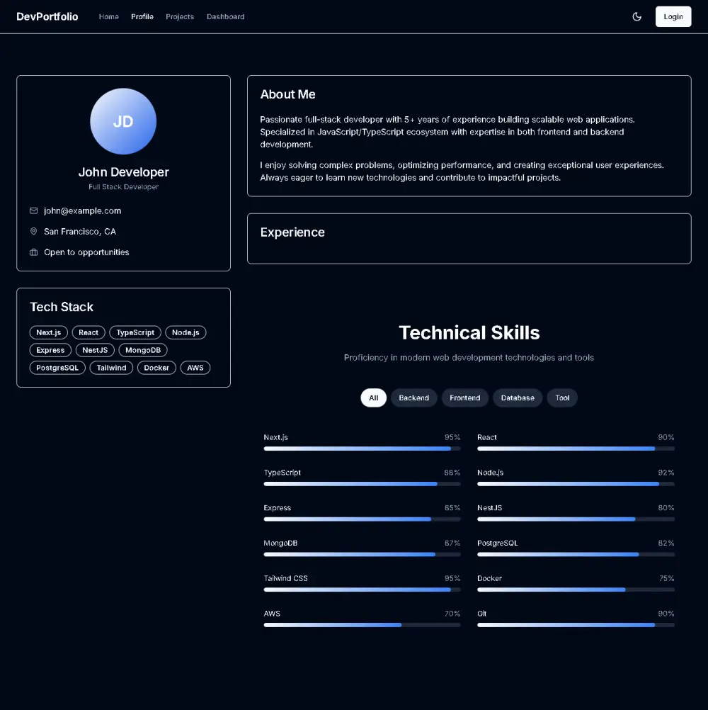 موقع بورتفوليو شخصي لعرض المشاريع والمهارات (Full Stack Portfolio)