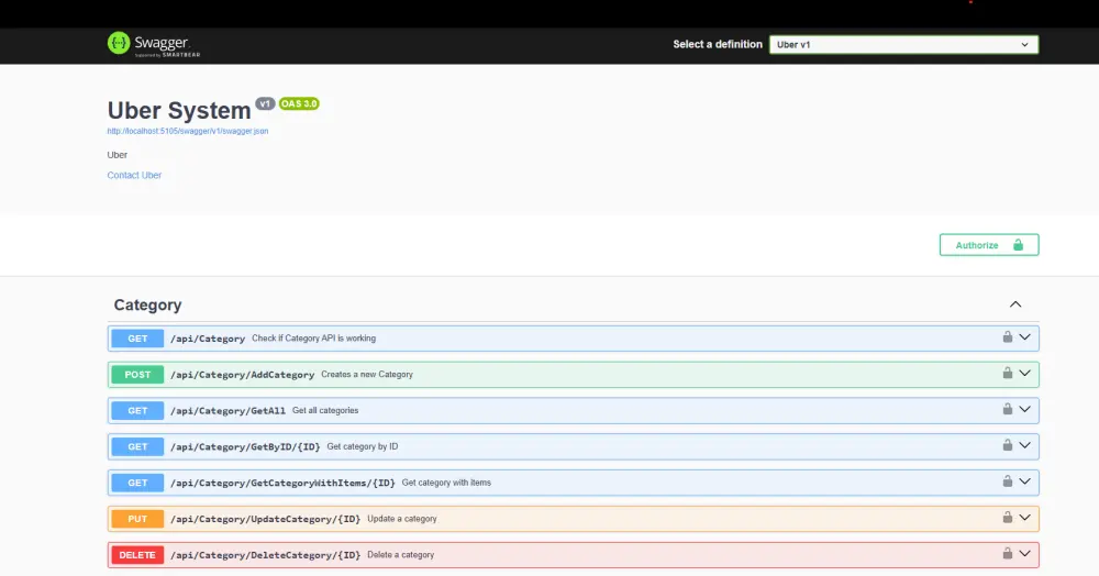 نظام شبيه بأوبر (Uber System Web API)