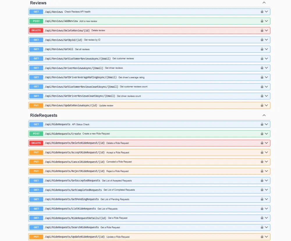 نظام شبيه بأوبر (Uber System Web API)