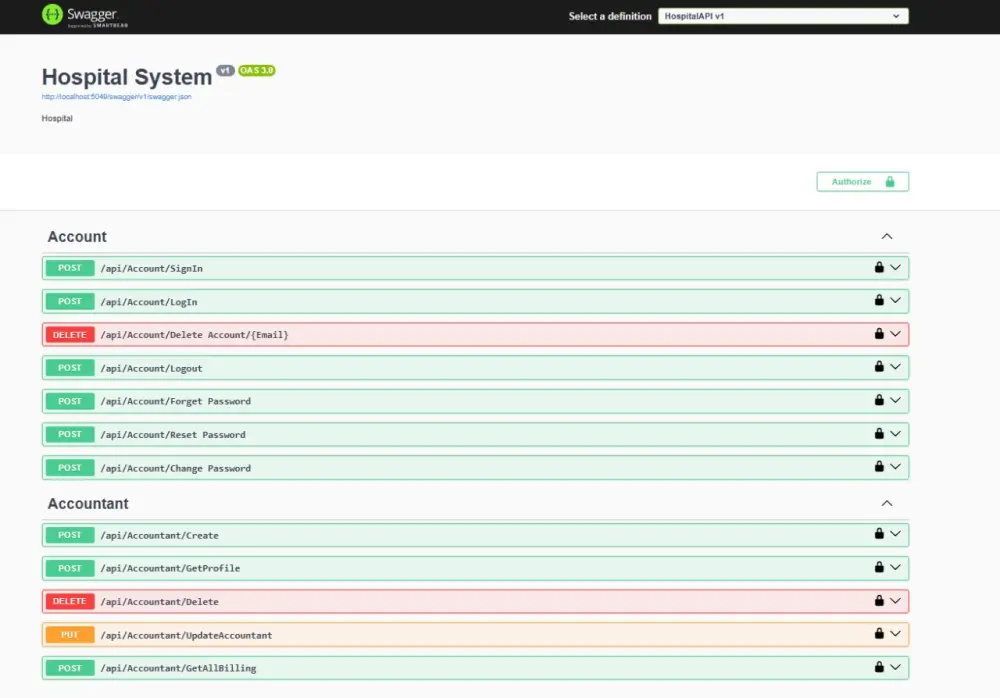 Hospital Management System built with ASP.NET Core Web API