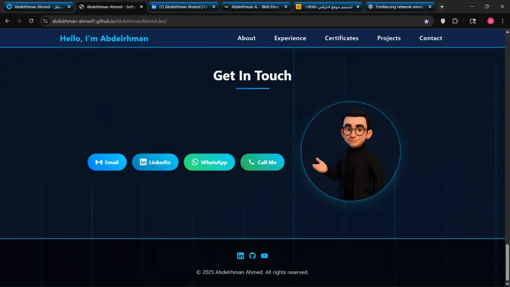 تصميم موقع احترافي Portfolio باستخدام HTML, CSS لعرض اعمالك