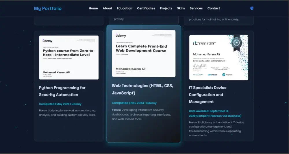 تصميم وانشاء Portfolio Website احترافي