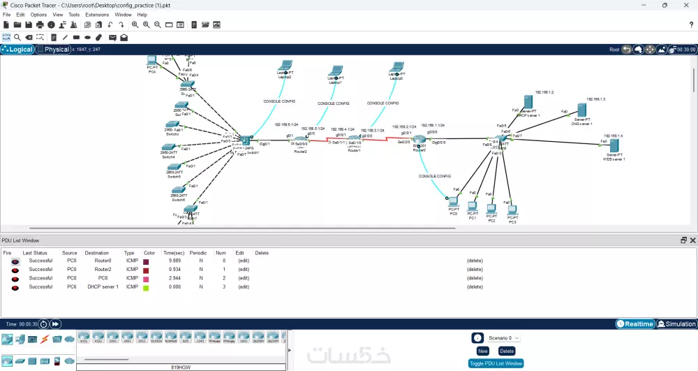 سأقوم بعمل محاكاة احترافية باستخدام برنامج Cisco Packet Trac