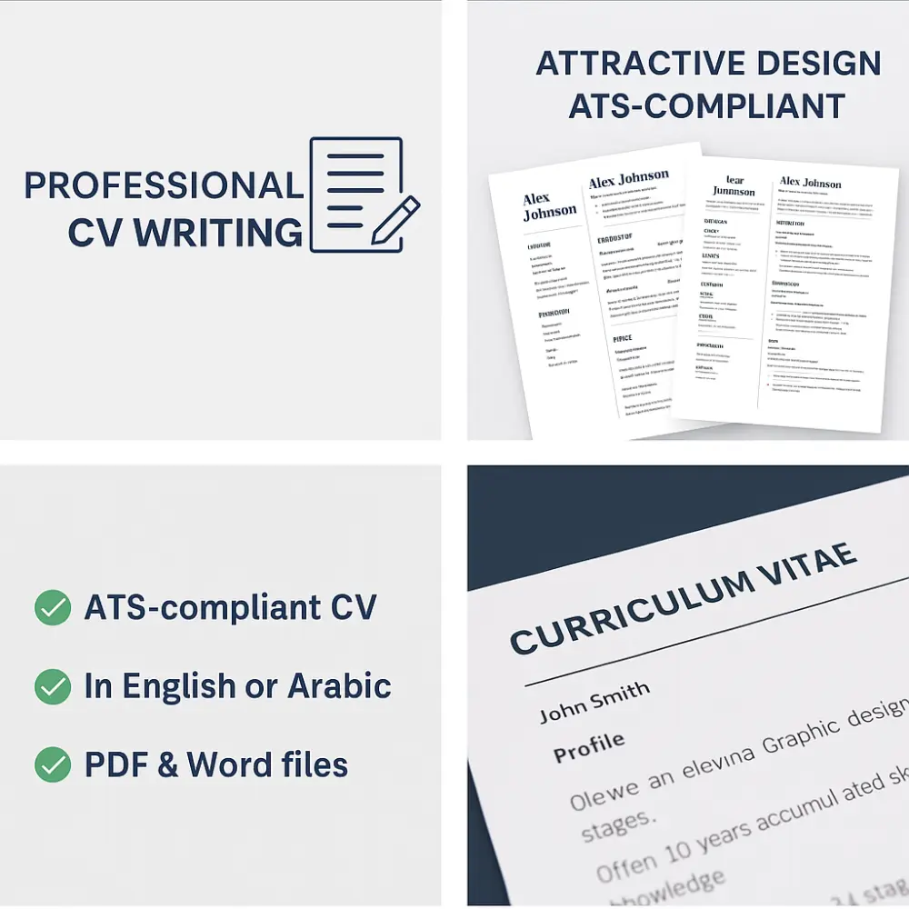 كتابة CV احترافي باللغة العربية أو الإنجليزية جاهز للتقديم للوظائف