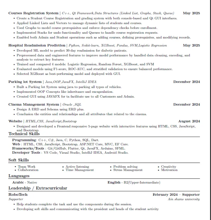 تصميم CV احترافي متوافق مع نظام ATS .