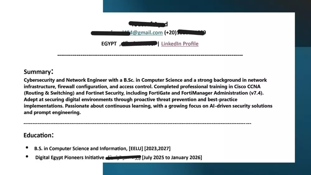 إنشاء وتصميم سيرة ذاتية CV احترافية