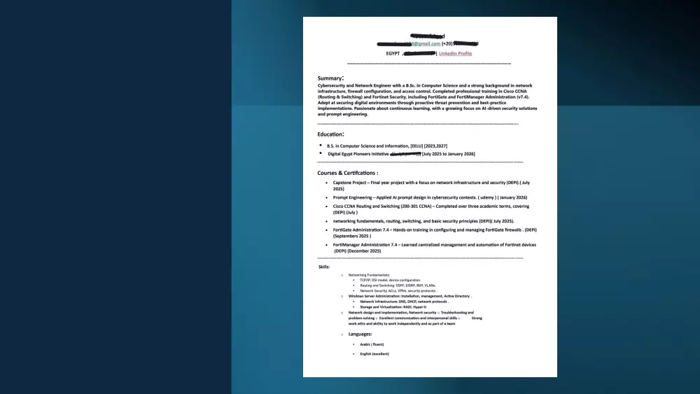 إنشاء وتصميم سيرة ذاتية CV احترافية