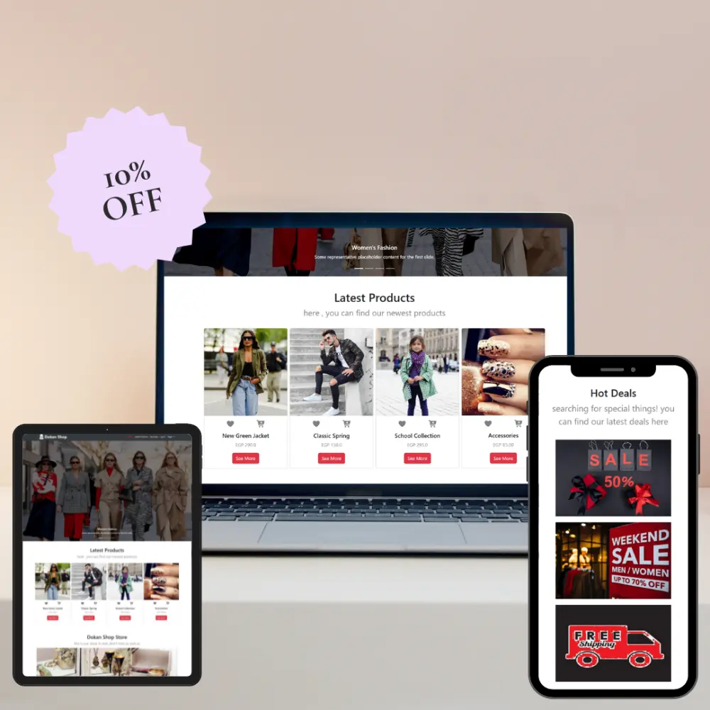 تصميم وتطوير متجر إلكتروني شامل ومبرمج خصيصًا لك- E-commerce