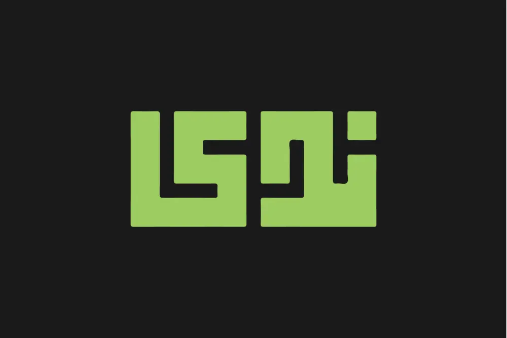 تصميم شعار نصي بالخط الكوفي المربع