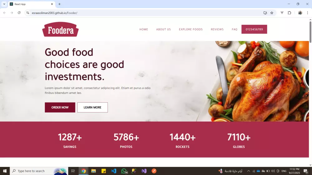 تصميم صفحة هبوط (Landing Page) احترافية متجاوبة باستخدام React (HTML5 & CSS3)
