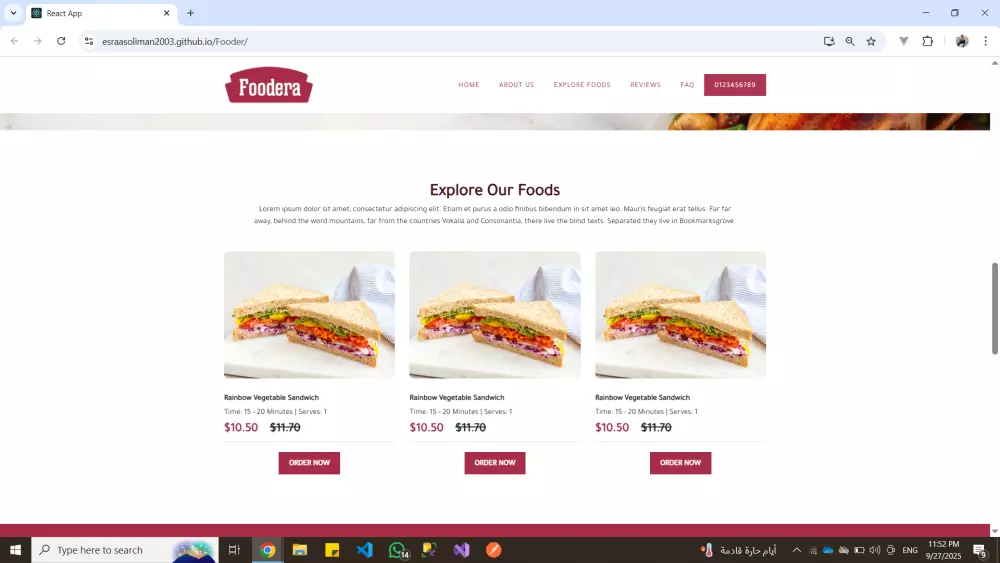 تصميم صفحة هبوط (Landing Page) احترافية متجاوبة باستخدام React (HTML5 & CSS3)