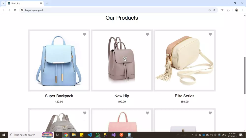 إنشاء متجر إلكتروني متجاوب مكون من 6 صفحات أساسية باستخدام React