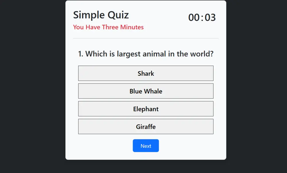 تصميم وبرمجة موقع اختبار تفاعلي (Quiz App) باستخدام HTML, CSS, Bootstrap, JavaScript