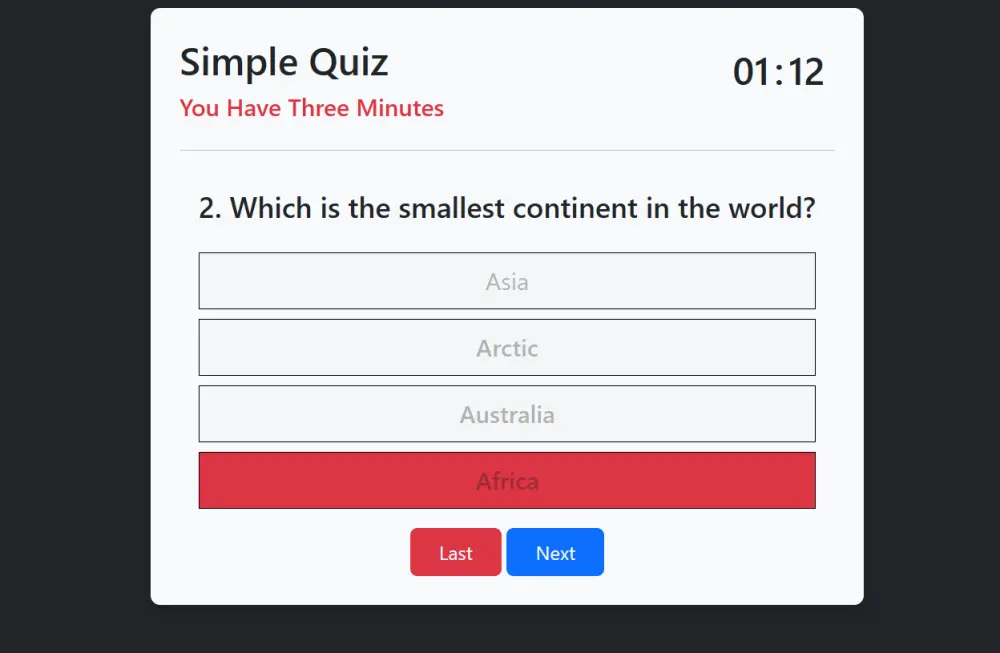 تصميم وبرمجة موقع اختبار تفاعلي (Quiz App) باستخدام HTML, CSS, Bootstrap, JavaScript