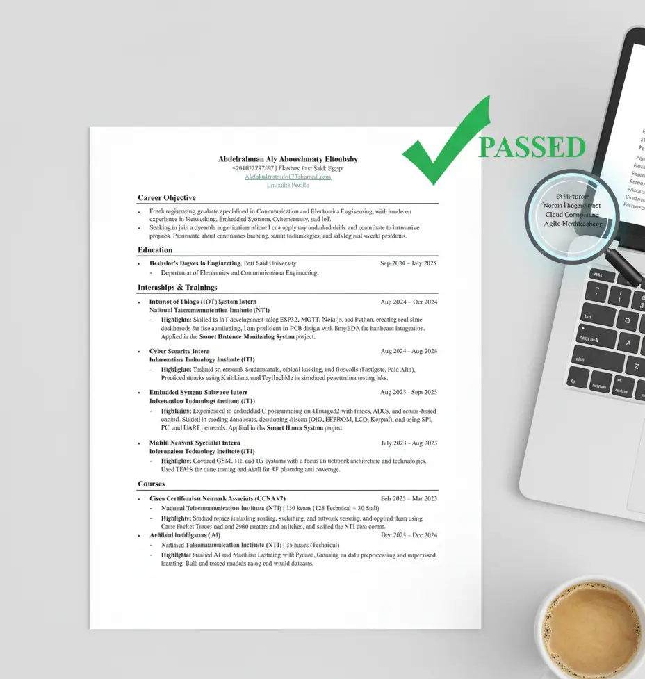 تصميم سيرة ذاتية (CV) احترافي عربي وإنجليزي (ATS)