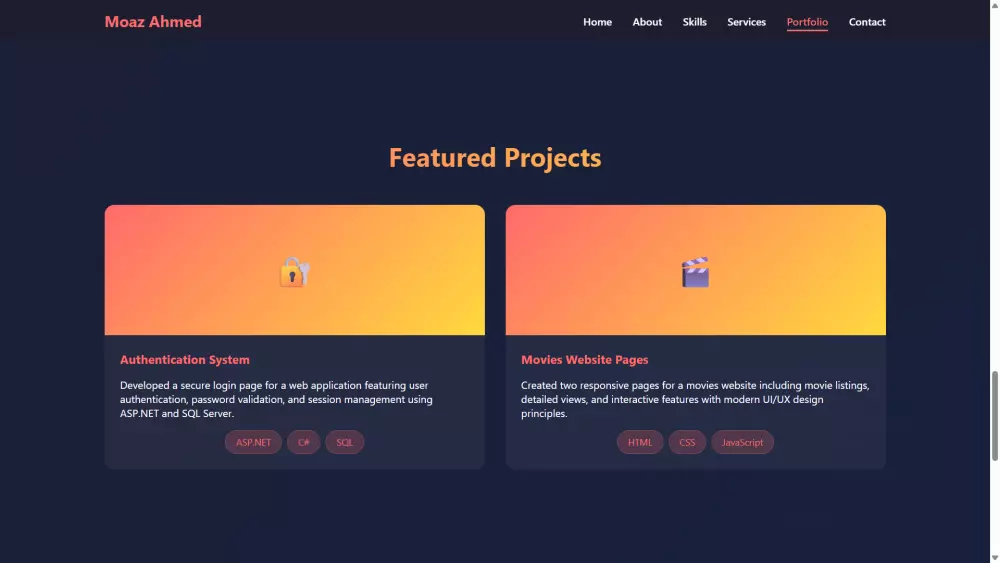 سأقوم بتصميم وتطوير موقع بورتفوليو (Portfolio) احترافي وحديث لعرض أعمالك ومهاراتك بشكل أنيق وجذاب.
