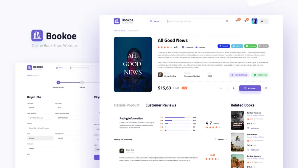 إنشاء موقع إلكتروني احترافي لبيع الكتب (Bookstore) متكامل مع الدفع وإدارة المنتجات