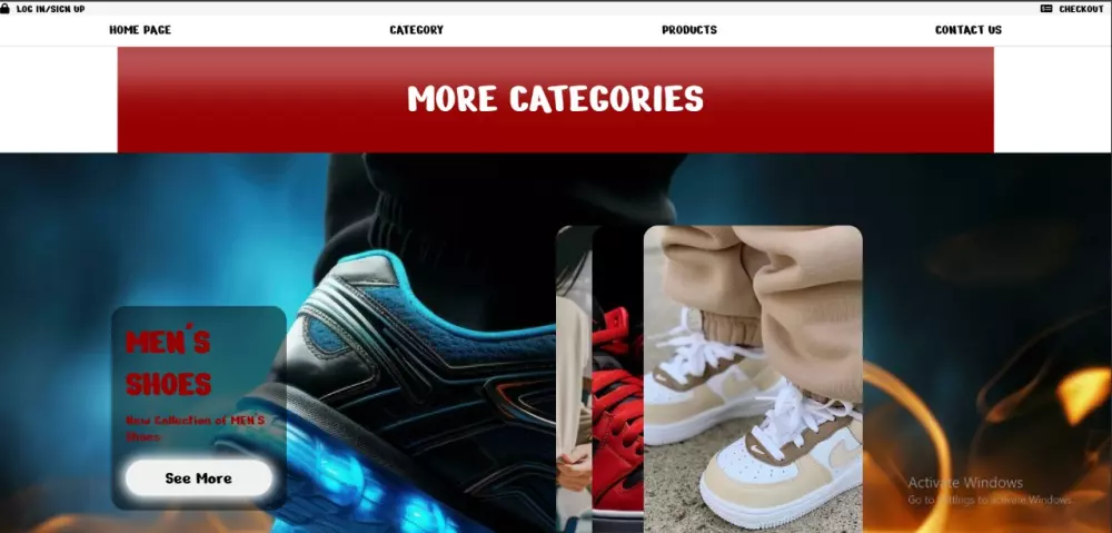 سأقوم بتصميم واجهة متجر إلكتروني (Fashion Store) للاحذية باستخدام Bootstrap، يشمل الصفحة الرئيسية + صفحات الأقسام (رجالي – نسائي – أطفال) + صفحة تواصل + تسجيل دخول + تسجيل حساب جديد + صفحة الدفع (Checkout) + صفحة سلة المشتريات (Cart).