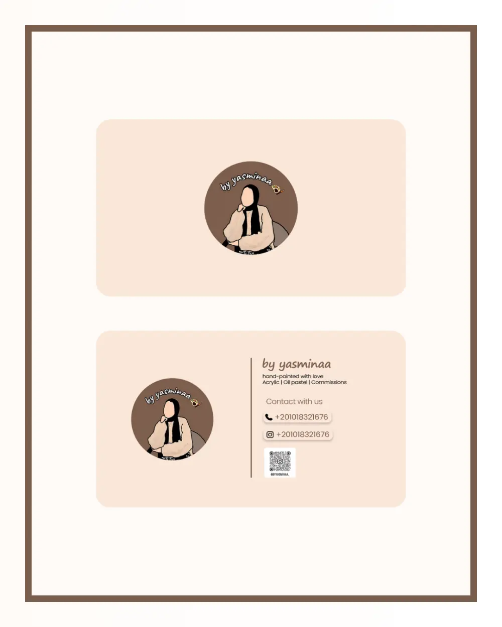 سأقوم بتصميم بطاقة عمل احترافية (Business Card) تعكس هوية مشروعك أو علامتك التجارية بطريقة أنيقة وعصرية. الهدف هو أن تكون البطاقة بسيطة، منظمة، وجذّابة لتترك انطباعًا قويًا عند عملائك.