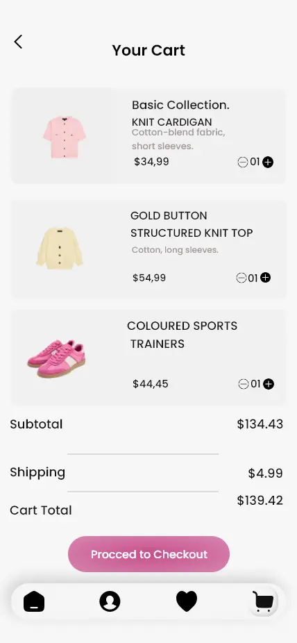 سأقوم بتصميم واجهات كاملة ومبتكرة لتطبيق تسوق ملابس (Clothing App)، بتجربة مستخدم سهلة وجذّابة