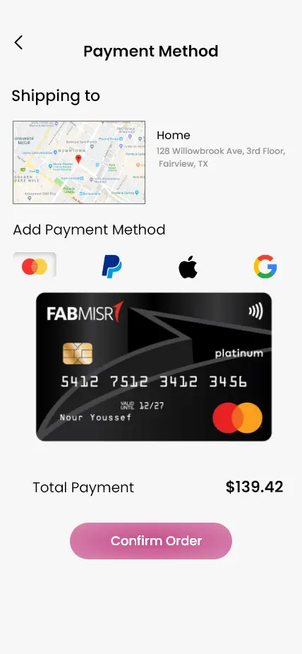 سأقوم بتصميم واجهات كاملة ومبتكرة لتطبيق تسوق ملابس (Clothing App)، بتجربة مستخدم سهلة وجذّابة
