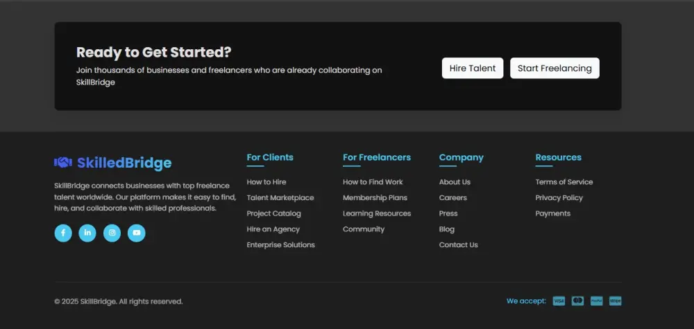 SkilledBridge – منصة للعمل الحر (React.js)
