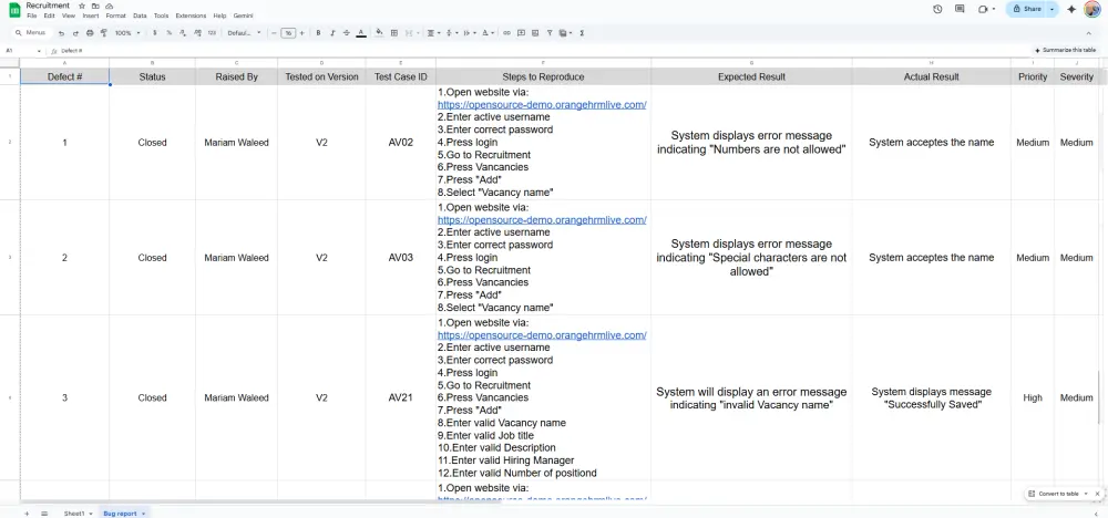 اختبار يدوي شامل واكتشاف الثغرات وكتابة تقارير الأخطاء (Manual Testing)