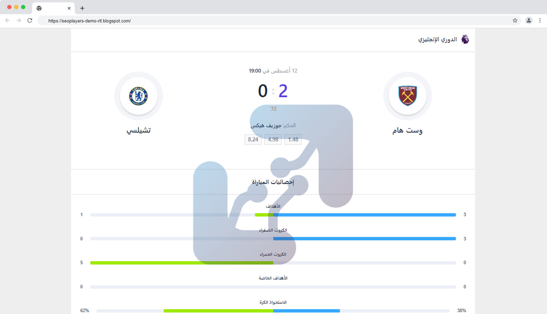 سيو بلايرس - قالب بلوجر بث المباريات | SEO Players