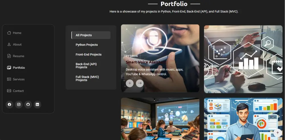 تصميم بورتفوليو شخصي بسيط باستخدام HTML, CSS, Bootstrap