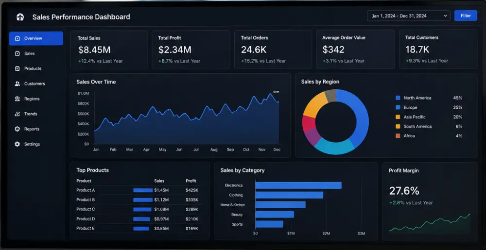 تصميم Dashboard احترافي لعرض وتحليل البيانات